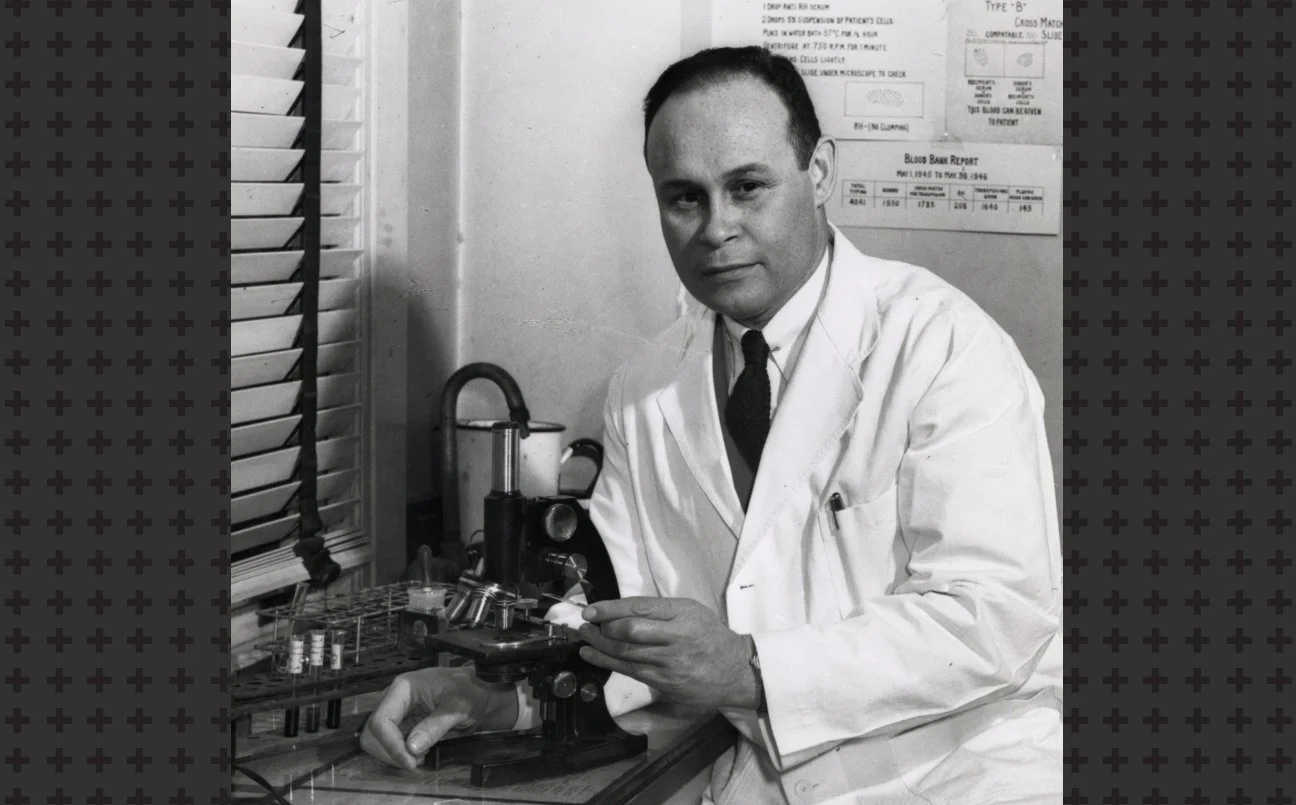 Charles Drew in the lab at Howard University, 1942. Photo credit: curlock Studio Records, ca. 1905–1994, Archives Center, National Museum of American History, Smithsonian Institution